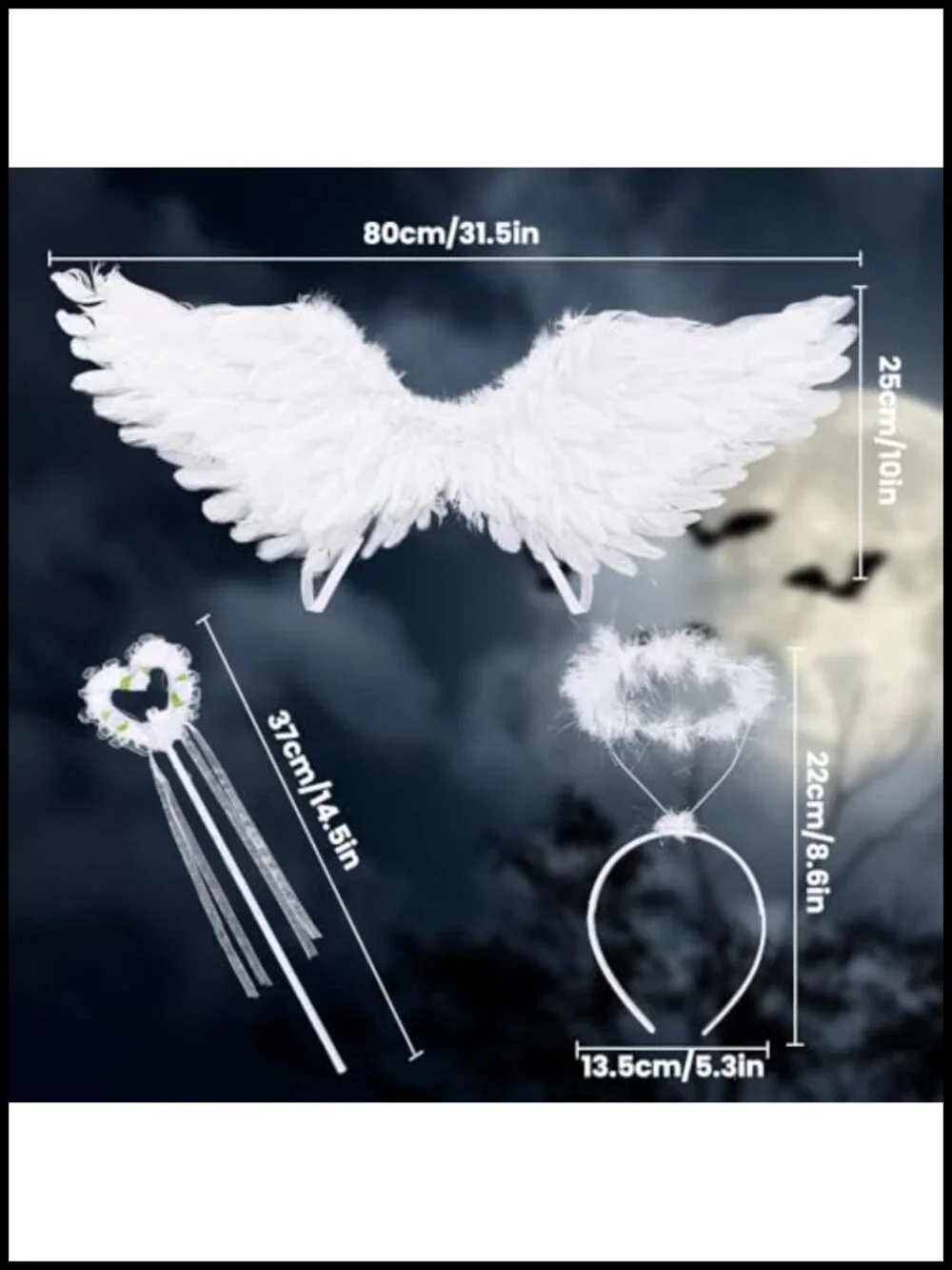 31.5in Light Up Angel Wings Costume for Kids Girls Halloween Christmas